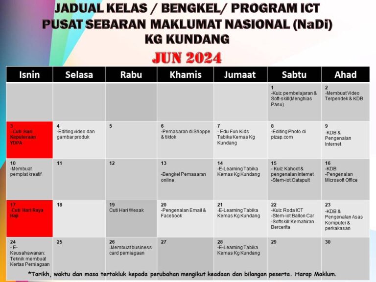 JADUAL KELAS JUN NADI 2024